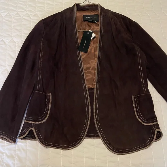 BCBGMAXAZRIA Brown Genuine Leather Jacket Small - Picture 1 of 9